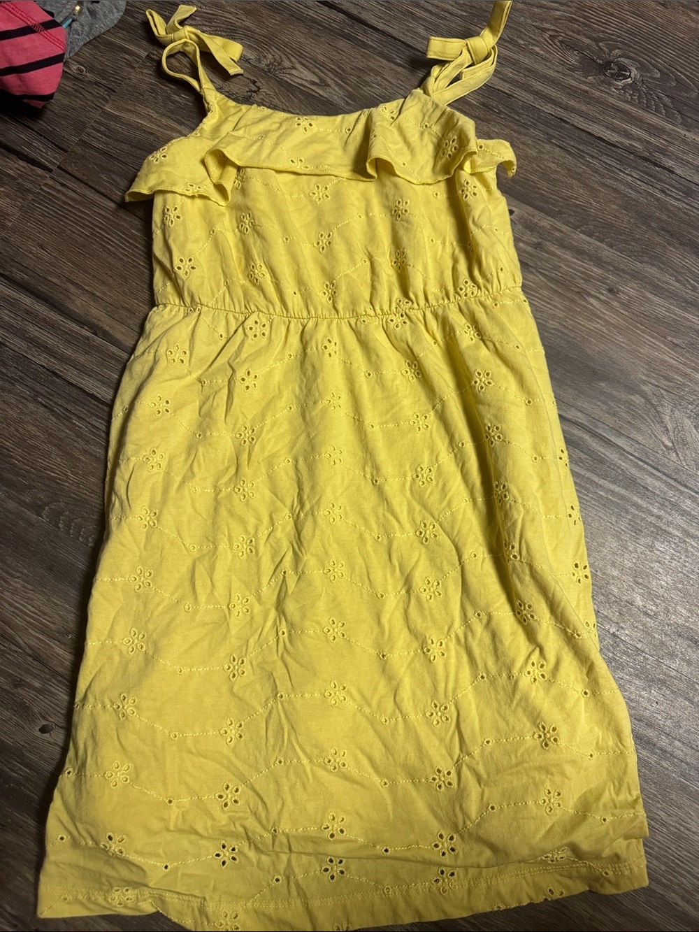 Cat & Jack Yellow Eyelet Tie-Shoulder Sundress